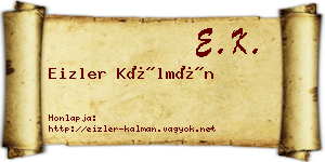Eizler Kálmán névjegykártya