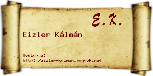 Eizler Kálmán névjegykártya